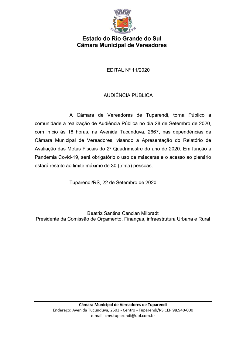 AUDIÊNCIA PÚBLICA Nº 11/2020